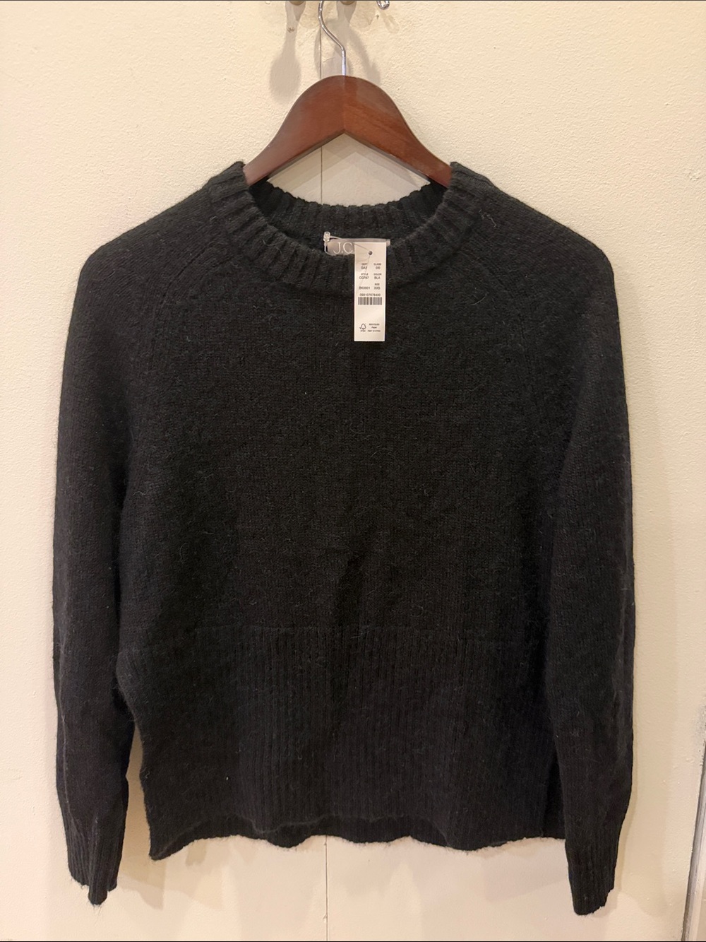 Jcrew wool blend Black Crewneck Sweater Size XXS NWT